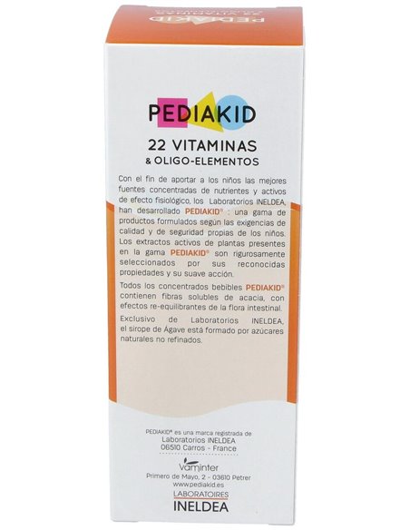 Pediakid 22 Vitaminas-Oligoelementos Jarabe 250Ml. de Ineldea