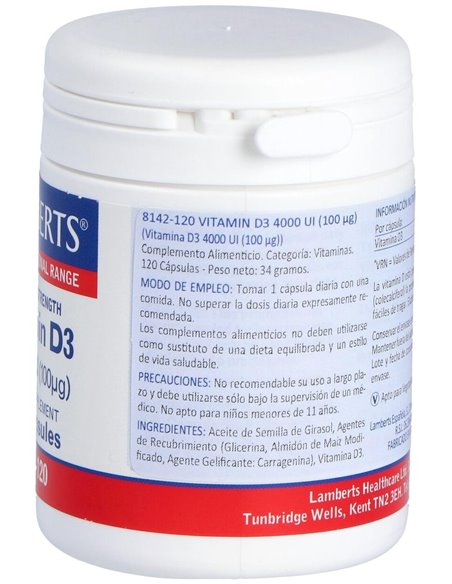 Vitamina D3 4000 UI (100 µg) de Lamberts