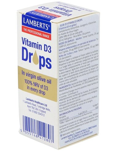 Vitamina D3 líquida 20 ml / 600 gotas 20 ml de Lamberts