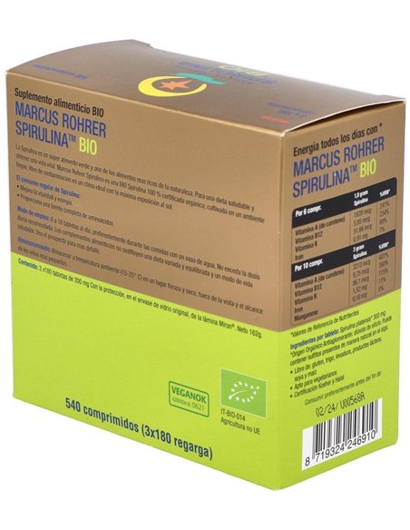 Espirulina Bio Recarga 540 Comprimidos  de Marcus Rohrer