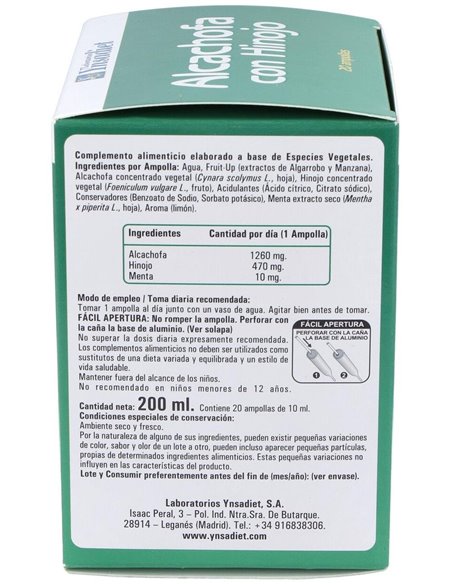 Alcachofa + Hinojo  0% Azucar 20 Amp de Ynsadiet