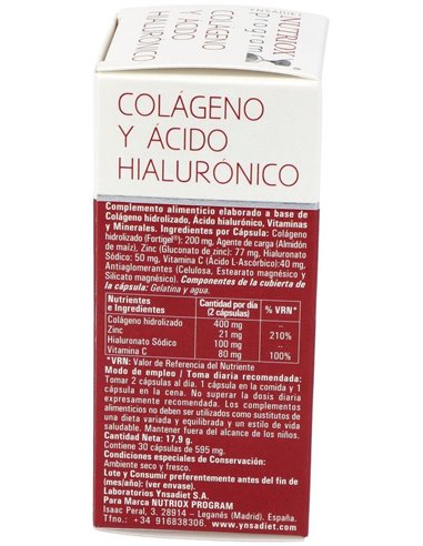 Colágeno + Ácido Hialurónico 30 Caps de Ynsadiet