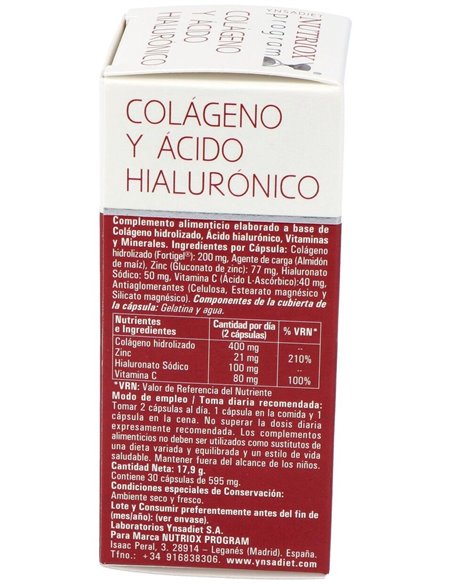 Colágeno + Ácido Hialurónico 30 Caps de Ynsadiet