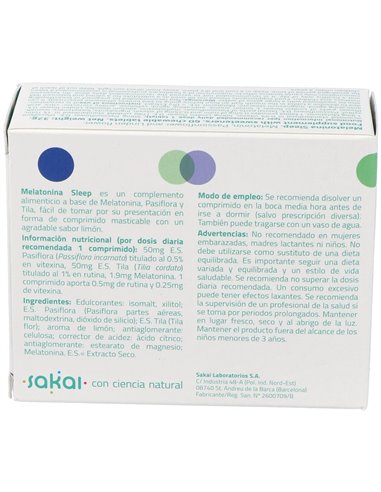 Melatonina Sleep 60Comp.Mast. de Sakai