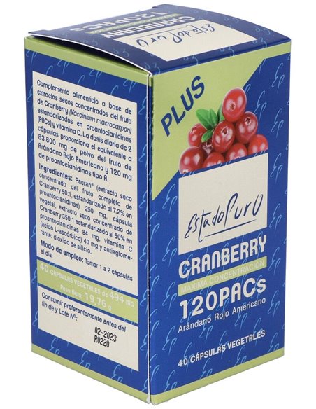 Cranberry 120 Pacs 40Cap. Estado Puro de Tongil
