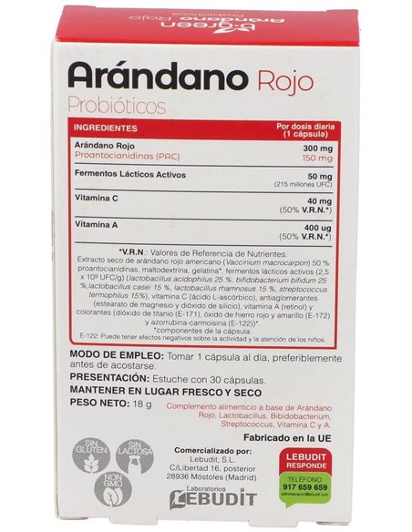 Arandano Rojo + Probioticos 30Cap. de B.Green (Lab. Lebudit)