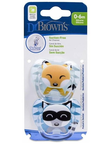 Chupete Prevent Anima Sili Anat T/1 0-6M 2Un Niño de Dr. Brown´S