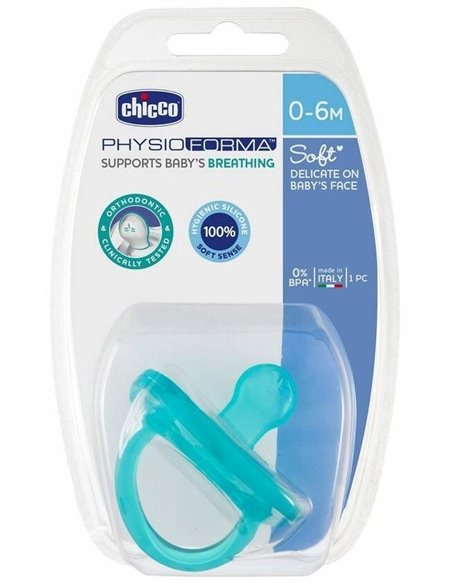 Chupete Physio Soft Todo Silicona 0-6M 1Un Azul Chicco