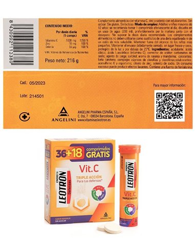 Leotron Vit C 36Comp.+18Comp. De Regalo de Leotron