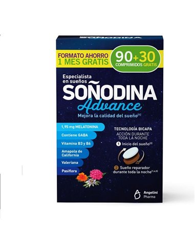 Soñodina Melatonina Tri 90 + 30 Comp de Natura Essenziale