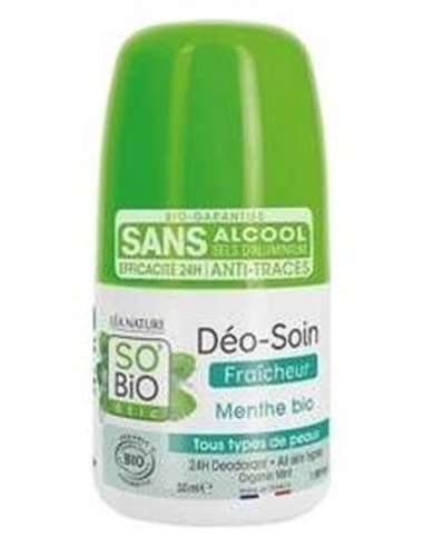 Desodorante Frescor 24H Menta Roll-On 50Ml. de So´Bio Etic