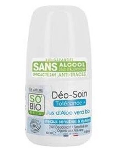 Desodorante Tolerancia 24H Aloe Roll-On 50Ml. de So´Bio Etic