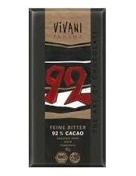 Chocolate Negro 92%  Panama Azucar Coco 80G Vegan de Vivani
