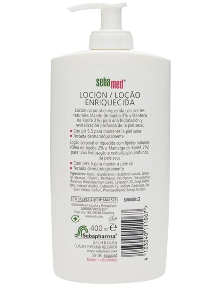 Locion Hidratante Regeneradora Piel Seca 400Ml. de Sebamed
