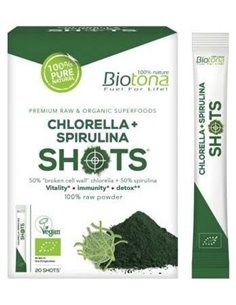 Chlorella+Espirulina Raw 20Shots. Bio Sg Vegan de Biotona