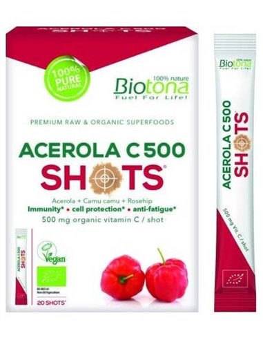 Acerola C 500 Raw 20Shots. Bio Sg Vegan de Biotona