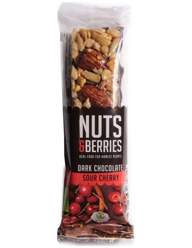 Barrita Chocolate Negro-Cereza 15Uds. Bio Vegan de Nuts & Berries