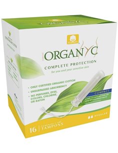 Tampón con aplicador compacto regular, 100% algodón orgánico, 16ud de Organyc