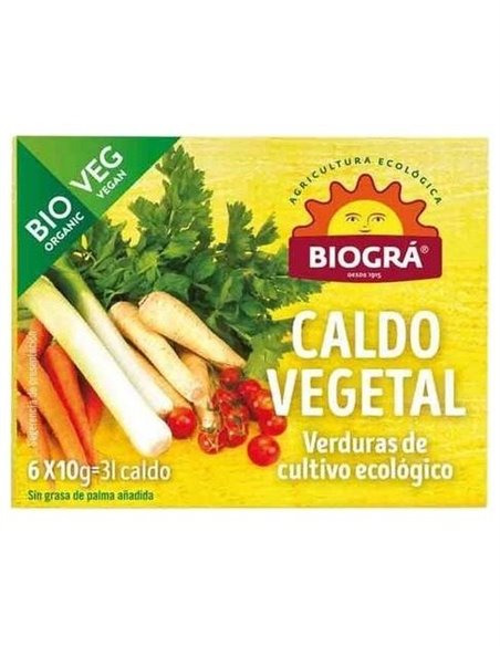Caldo Vegetal Cubitos 6X10Gr. Bio Vegan de Biogra