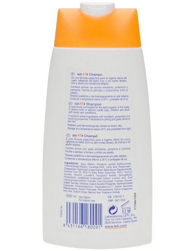 Leti At4 Champu Piel Atopica 250Ml de Leti