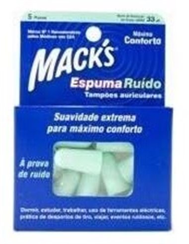 Tapon Oido Macks Espuma Ruido 10 Unidades de Mack´S