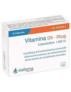 Vitamina D3 25Mcg. (1000Ui) 30Cap. de Vitalfarma