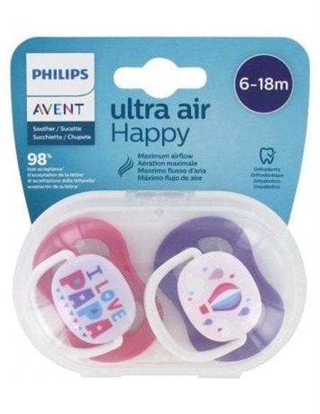 Chupete Ultra Air 6-18Meses Niña 2Ud Scf080/04 de Avent