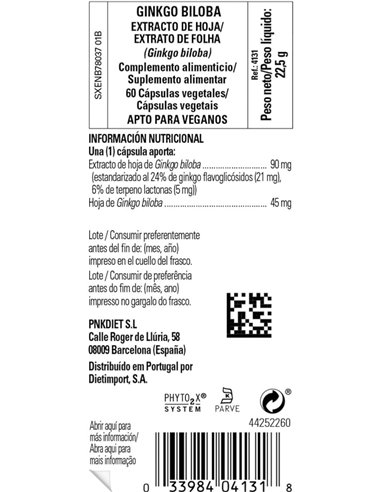 Ginkgo Biloba-Hoja-60Vegicaps de Solgar