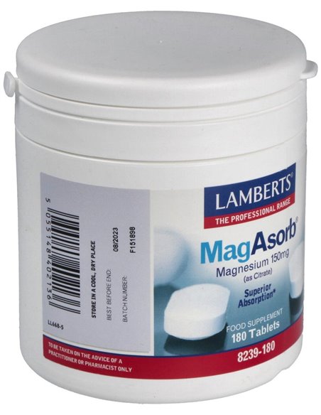MagAsorb® (Magnesio 150 mg como citrato) 180 Tabs. de Lamberts