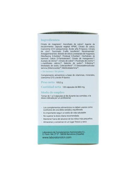 LCN CN Base - Multinutriente, Vitaminas y Minerales con Coenzima Q10 + Ácido R-Lipoico 120 Cap de LCN