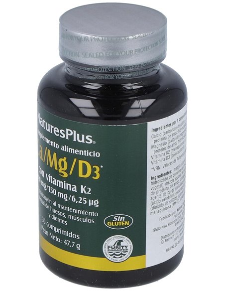Calcio Magnesio D3 Con Vitamina K2 30 Comp de Natures Plus