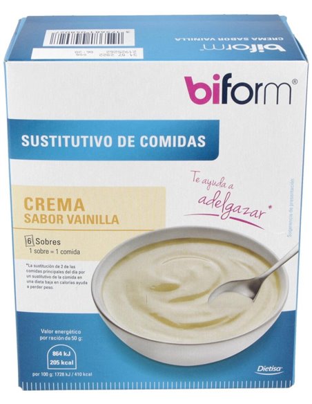 Crema Vainilla  Envase 6 Sobres(6 Comidas) de Biform®