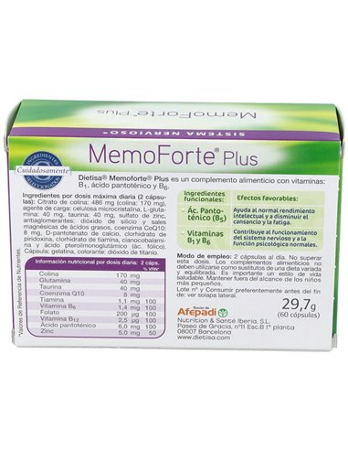 Memoforte Plus Cápsulas   Envase 30 Comp.(30 Dias) de Dielisa®