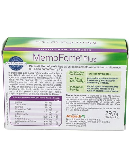 Memoforte Plus Cápsulas   Envase 30 Comp.(30 Dias) de Dielisa®