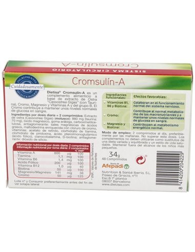 Cromsulín-A  Envase 48 Comp.(24 Días) de Dielisa®