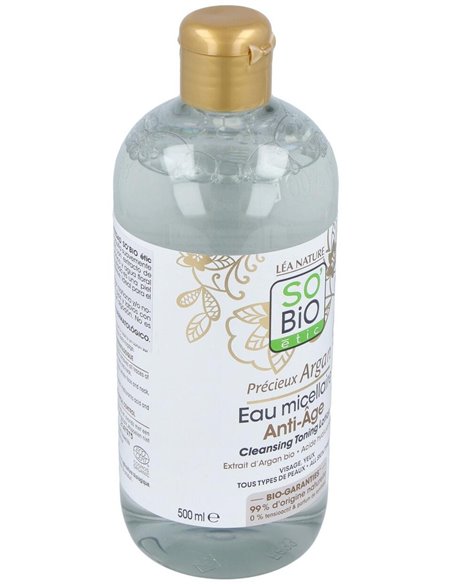 Agua Micelar Antiedad Hialuronico-Argan 500Ml. Bio de So´Bio Etic