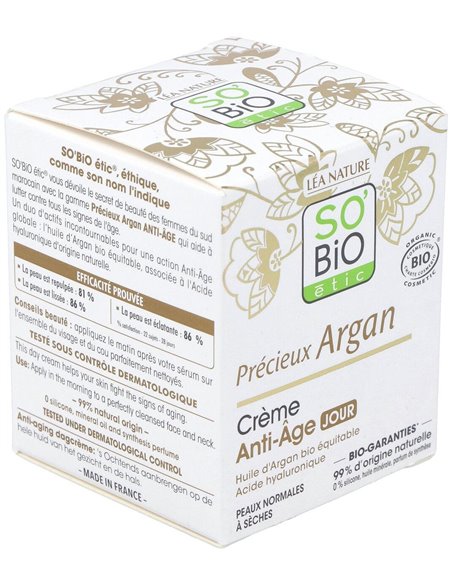 Crema De Dia Antiedad Hialuronico-Argan 50Ml. Bio de So´Bio Etic