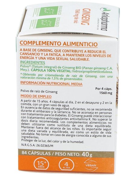 Ginseng 84Arkocapsulas. Bio de Arkopharma