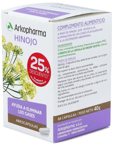 Hinojo 84Arkocapsulas. Bio Arkopharma
