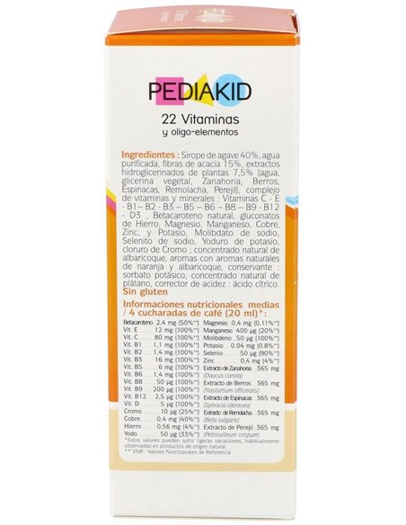 Pediakid 22 Vitaminas-Oligoelementos Jarabe 125Ml. de Ineldea