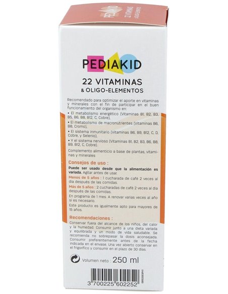 Pediakid 22 Vitaminas-Oligoelementos Jarabe 250Ml. de Ineldea