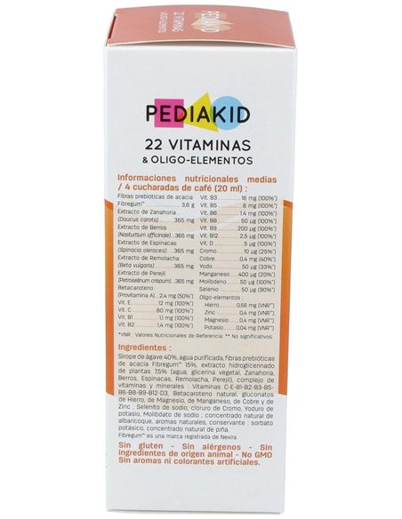 Pediakid 22 Vitaminas-Oligoelementos Jarabe 250Ml. de Ineldea