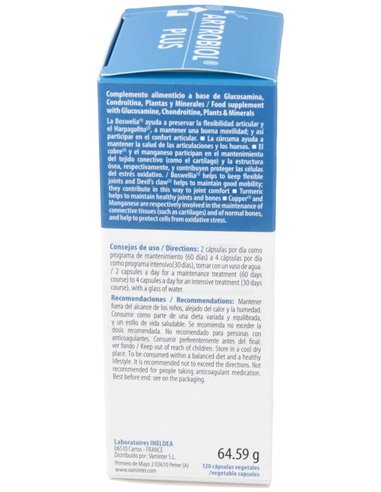 Artrobiol Plus Glucosamina+Condroitina 120Cap. de Ineldea