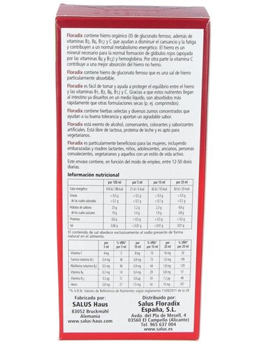 Floradix Hierro 250Ml Salus de Salus