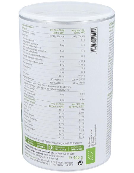 Proteína de cáñamo bio en polvo, 500g RF de Raab Vitalfood