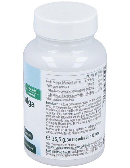 Aceite De Alga Omega 3 1183Mg 30Cap. Sg Vegan de Raab Vitalfood