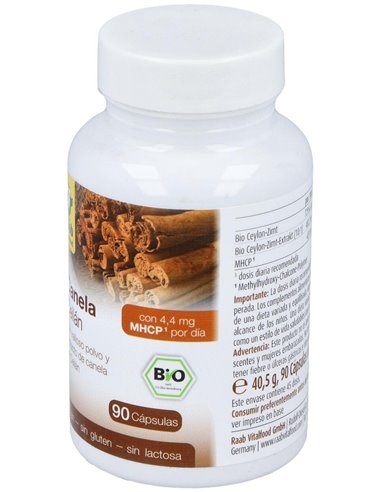 Canela Ceilán extracto, cápsulas 450mg, bote 90ud de Raab Vitalfood