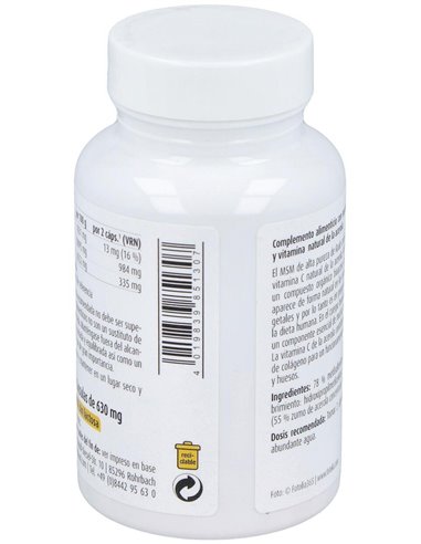 MSM con vitamina C cápsulas 630mg, bote 90ud de Raab Vitalfood