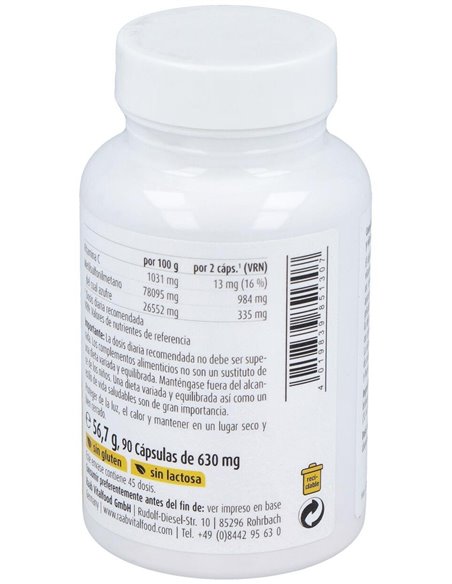 MSM con vitamina C cápsulas 630mg, bote 90ud de Raab Vitalfood