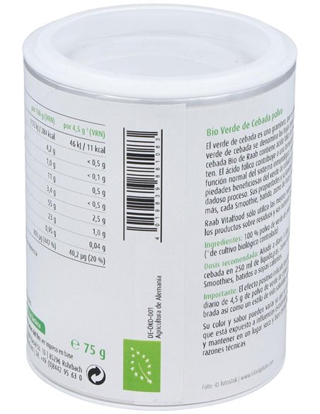 Verde de Cebada polvo, bote 75g RF de Raab Vitalfood